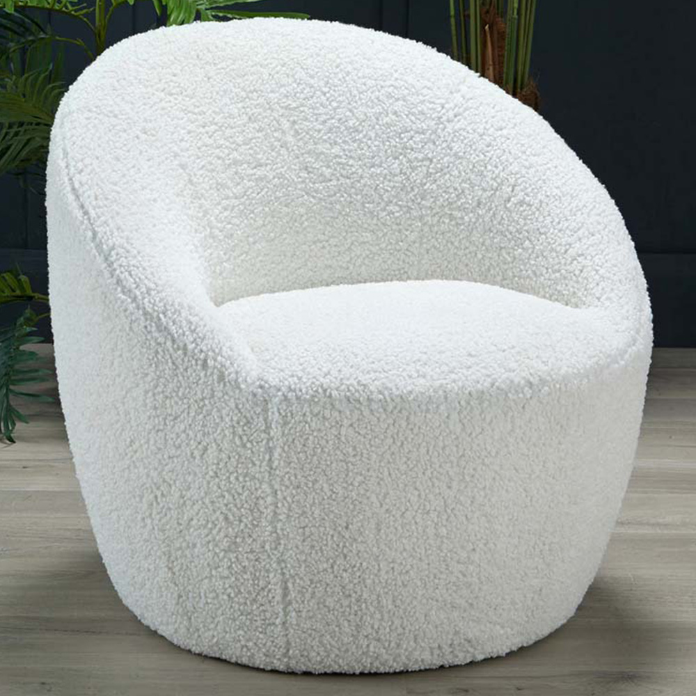 Cocoon Off White Boucle Fabric Chair Image 1