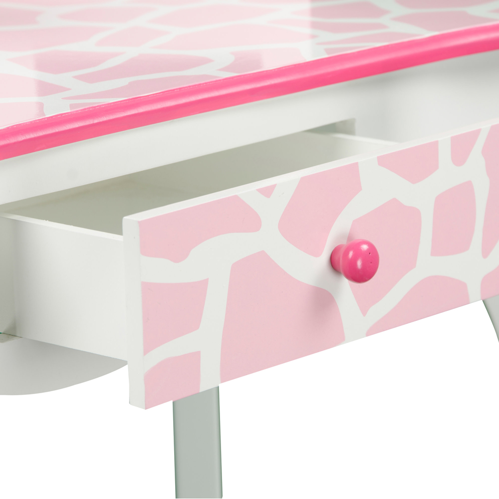 Teamson Kids Gisele Play Single Drawer Pink and White Giraffe Prints Toy Vanity Set Image 4