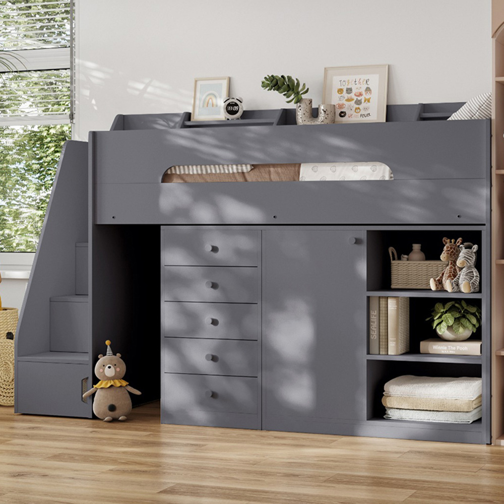 Flair Stepaside Grey Wooden High Sleeper Storage Station Image 1
