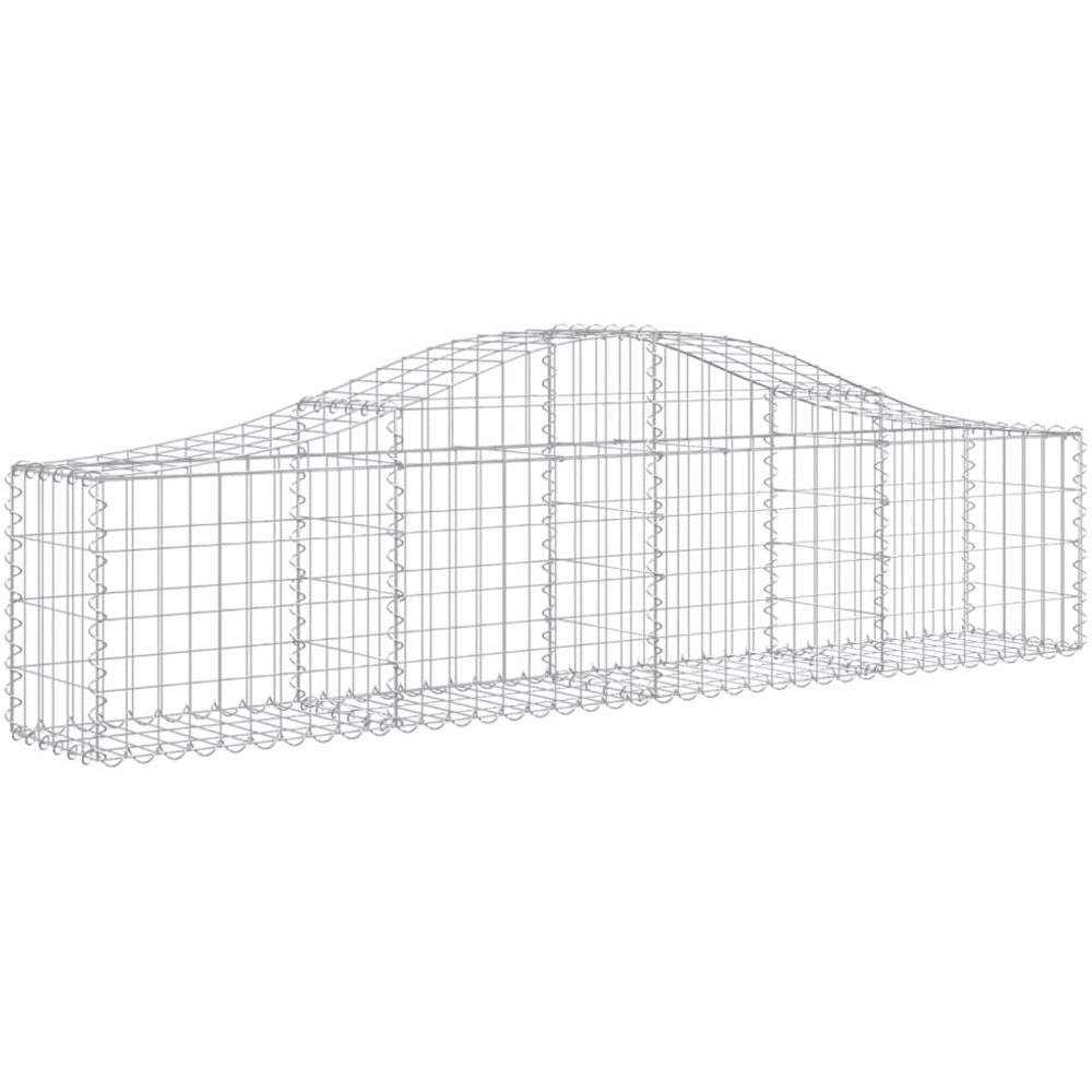 vidaXL Silver Galvanised Iron Arched Gabion Basket 200 x 30 x 40/60cm 15 Pack Image 1
