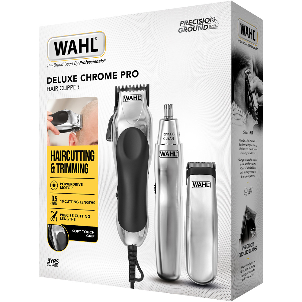 Wahl Deluxe Chrome Pro Mains Powered Hair Clipper Kit Image 2