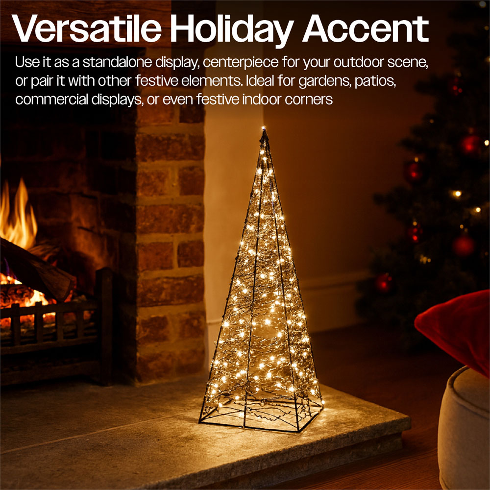 Xmas Haus Black 300 Warm White Micro LED Pyramid Shaped Light Tower 2ft Image 6