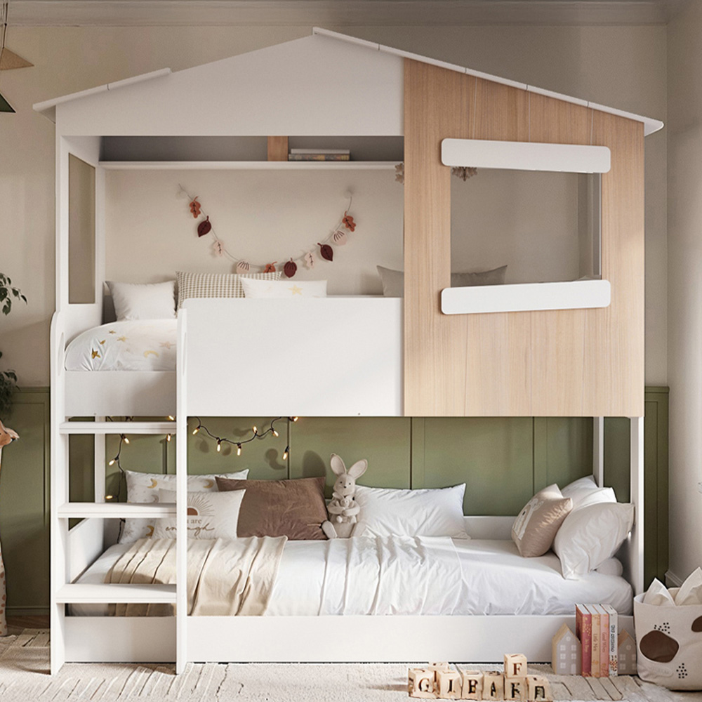 Flair Dreamland White and Oak House Bunk Bed Image 1