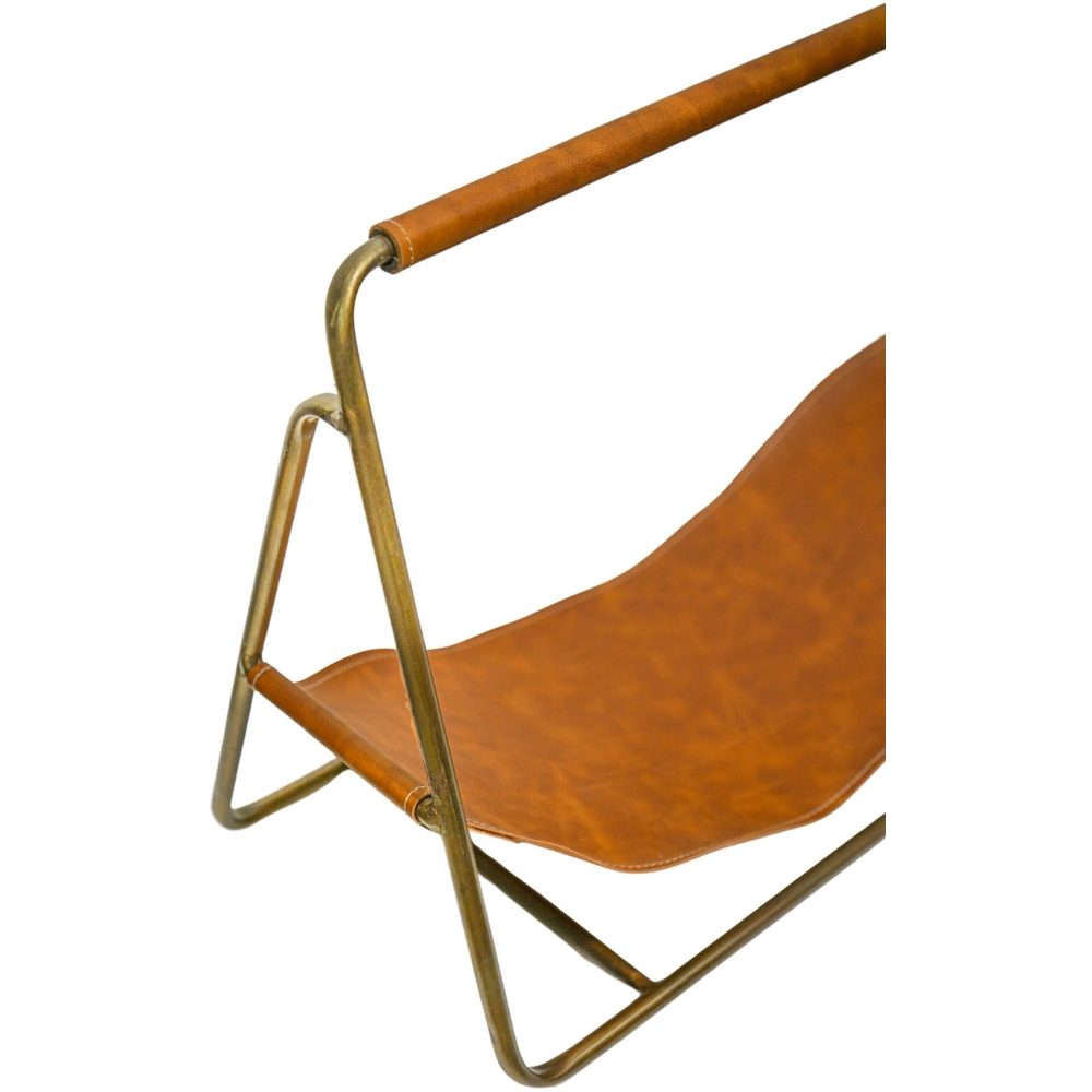 Ivyline Contemporary Antique Brass Hanging Leather Log Holder Image 3