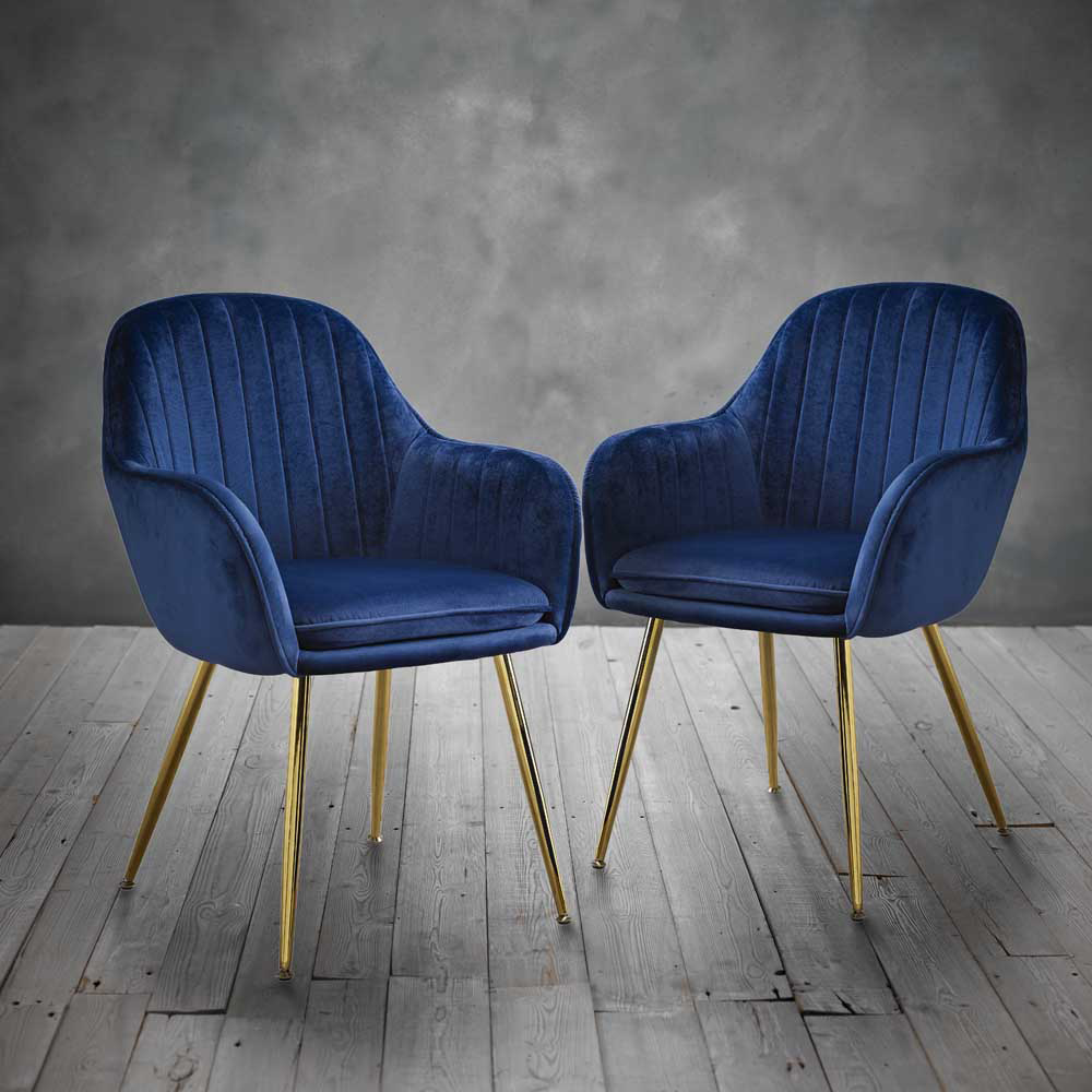 Lara Set of 2 Royal Blue Dining Chair Image 4