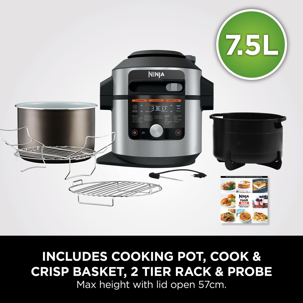 Ninja Foodi MAX OL750UK 15-in-1 Silver and Black SmartLid Multi Cooker with Smart Cook System 7.5L Image 4