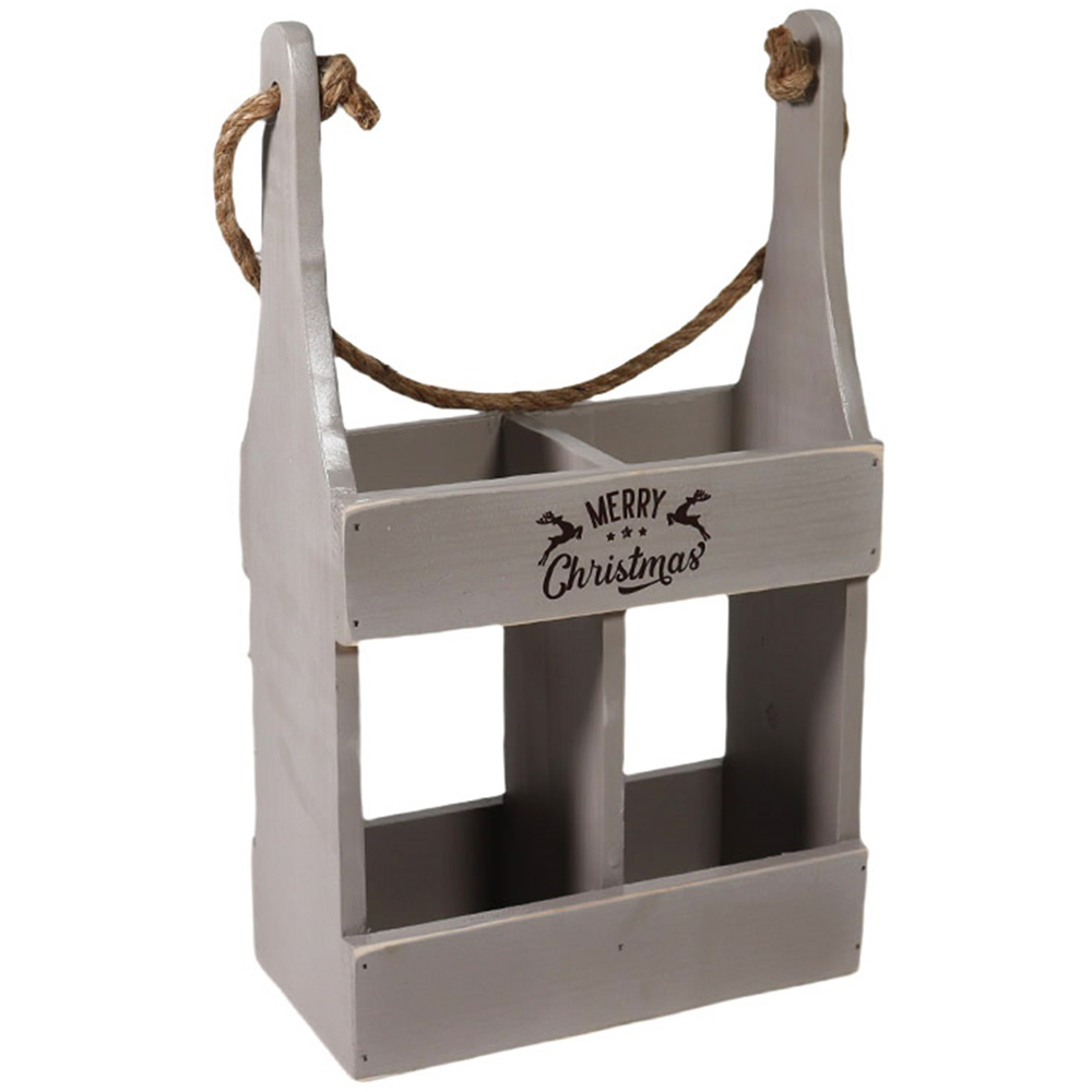 Acacia Home 2 Bottle Rustic Grey Wine Holder 39cm Image 1