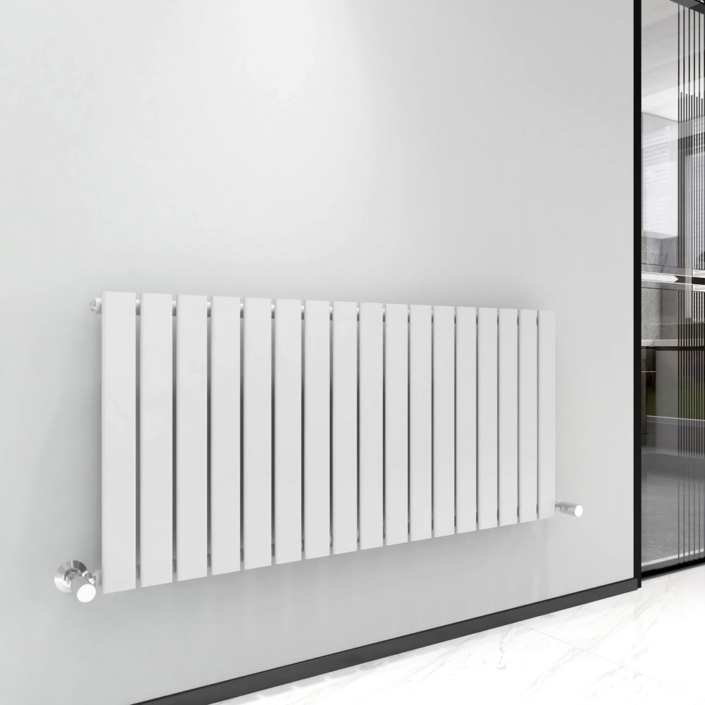 White Panel Radiators White 3705 BTU Single Flat Panel Vertical Column Radiator 600 x 1156mm ...