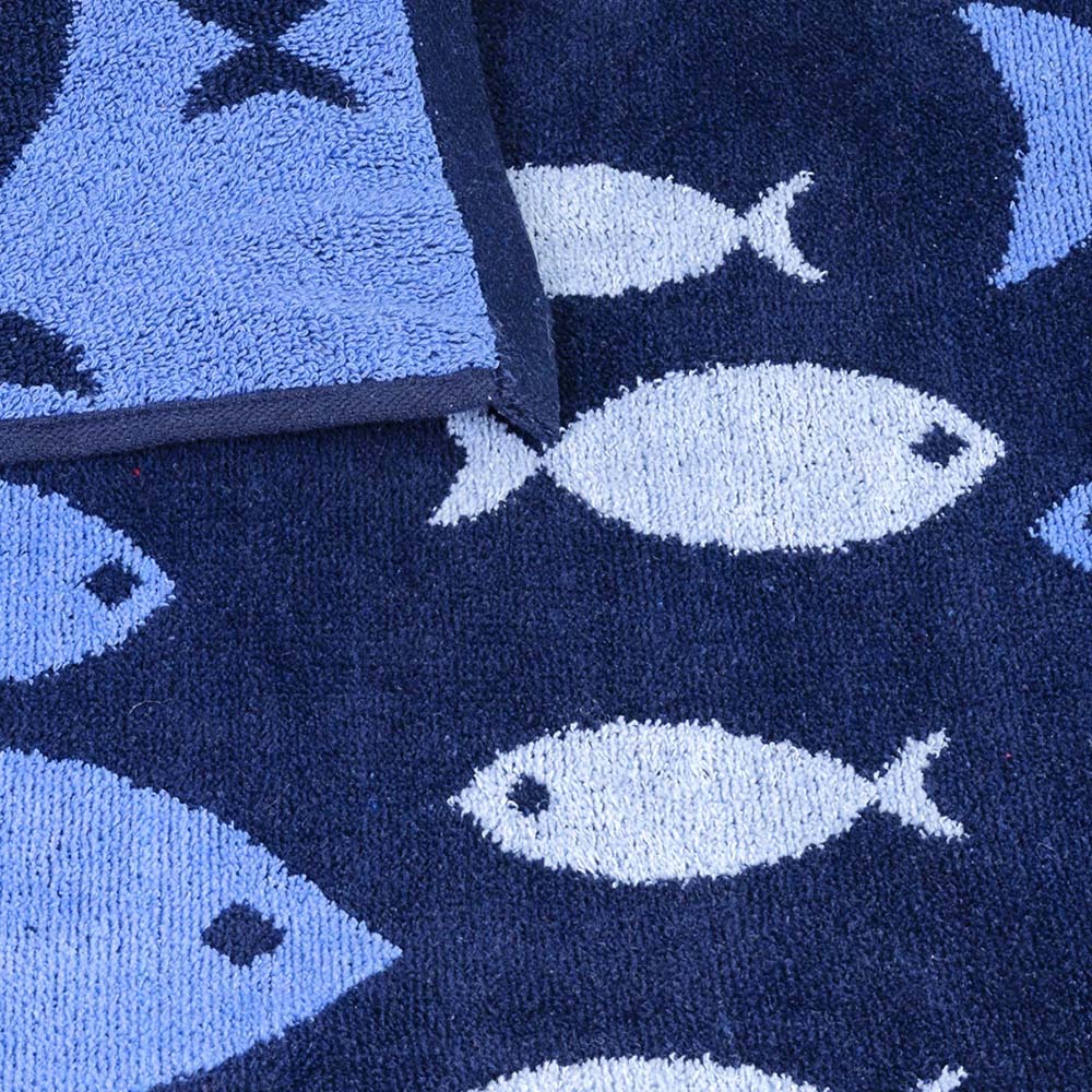 Eco Tex Recycled Cotton Blue Fish Beach Towel Image 3