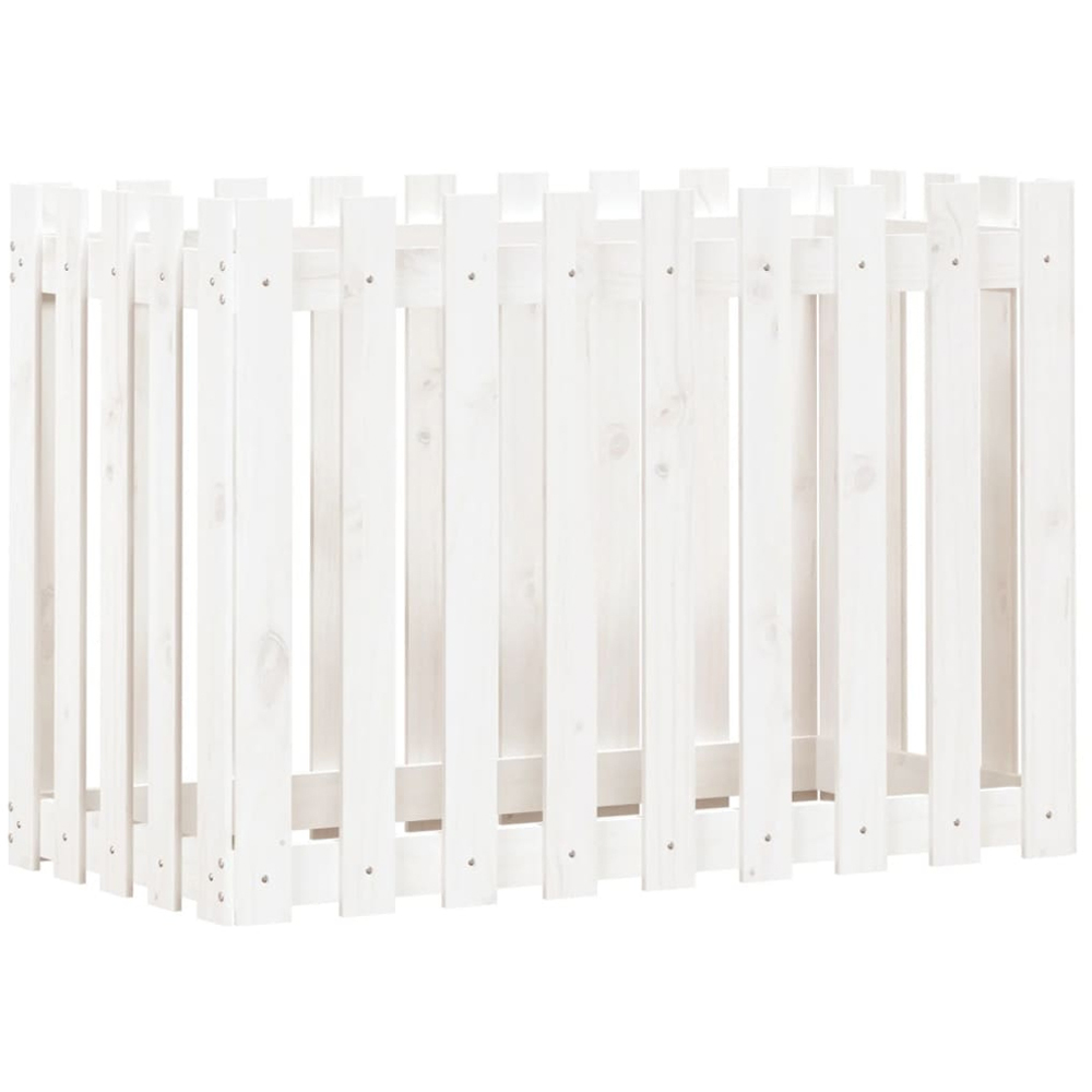 vidaXL White Solid Pine Wood Garden Raised Bed 100 x 50 x 70cm Image 3