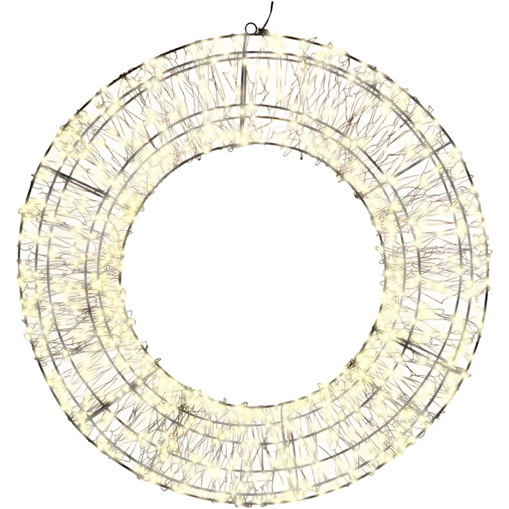 Xmas Haus Warm White LED Black Frame Wreath 38cm Image 1
