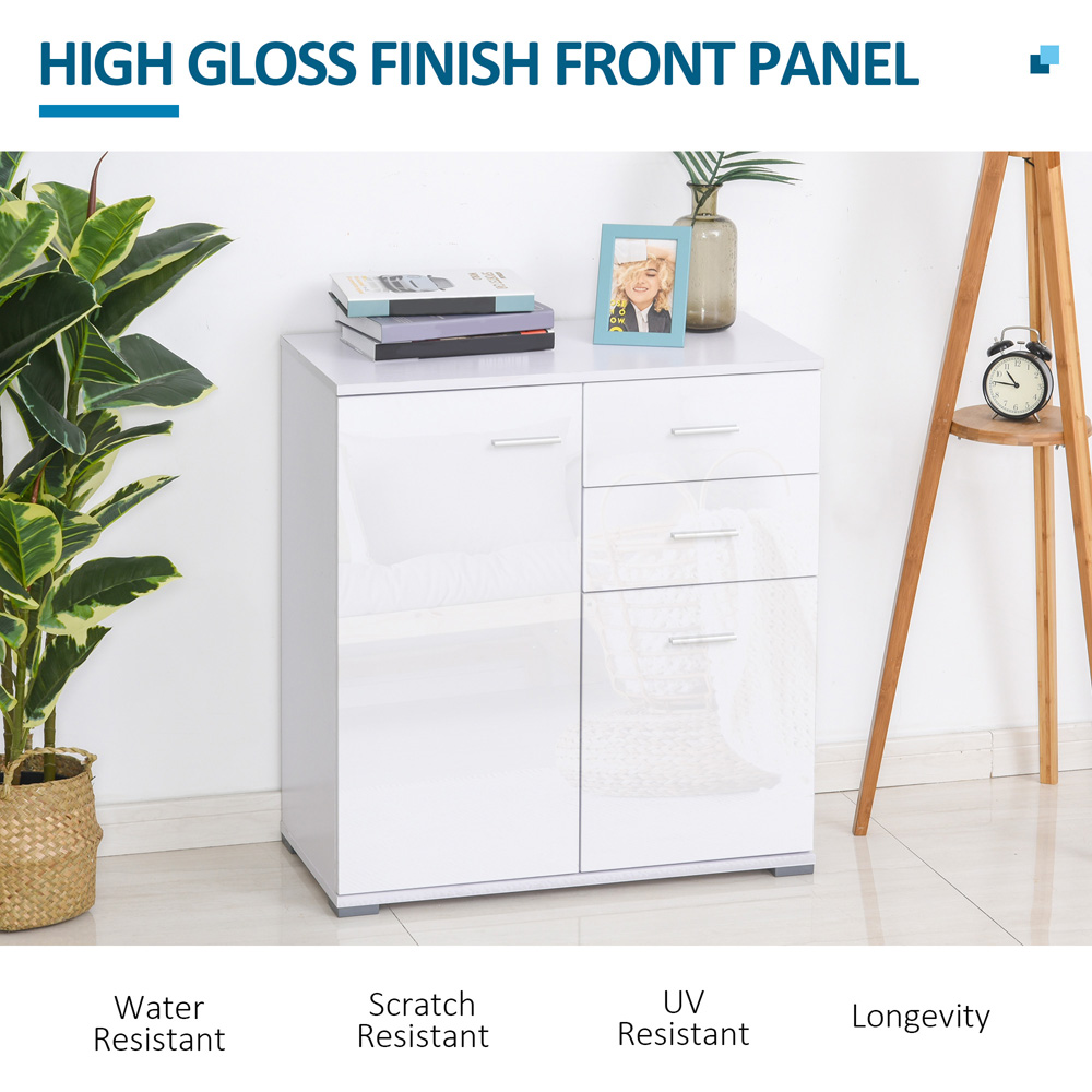 Portland 2 Door 2 Drawer White High Gloss Side Cabinet Image 5