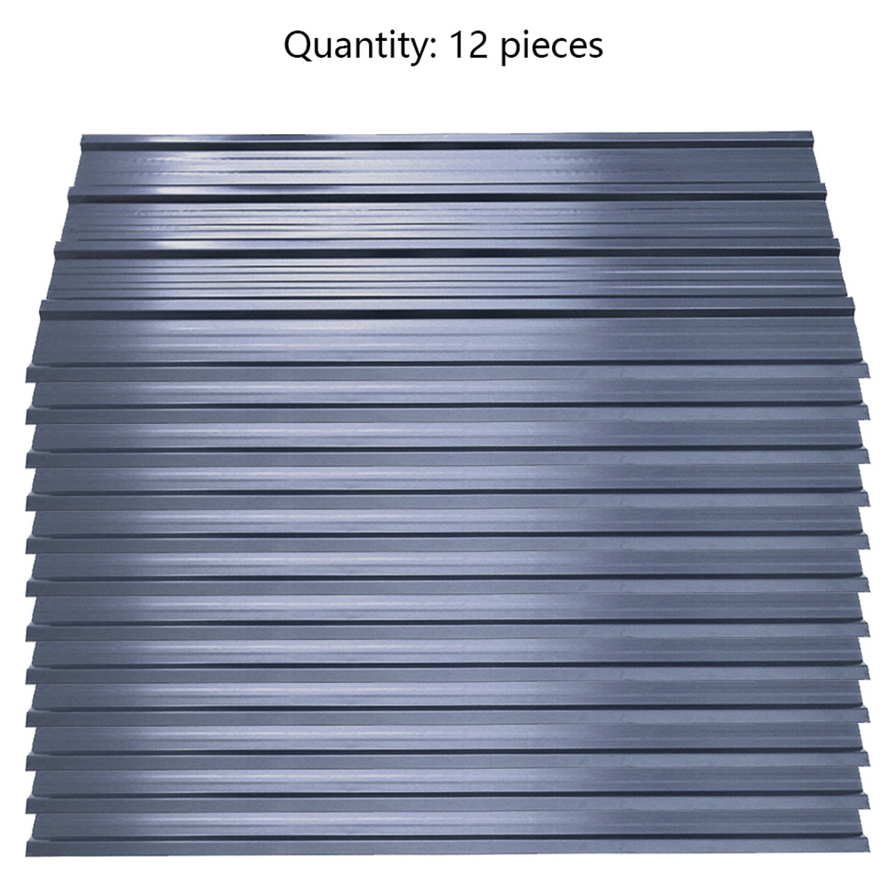 Living and Home 12 Piece Charcoal Black Premium Galvanized Steel Corrugated Roof Panels Image 8