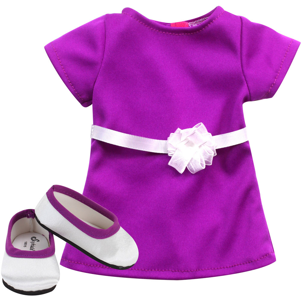 Teamson Kids Sophia's Miley Brunette Vinyl Doll in Purple Dress and Silver Satin Shoes Image 3