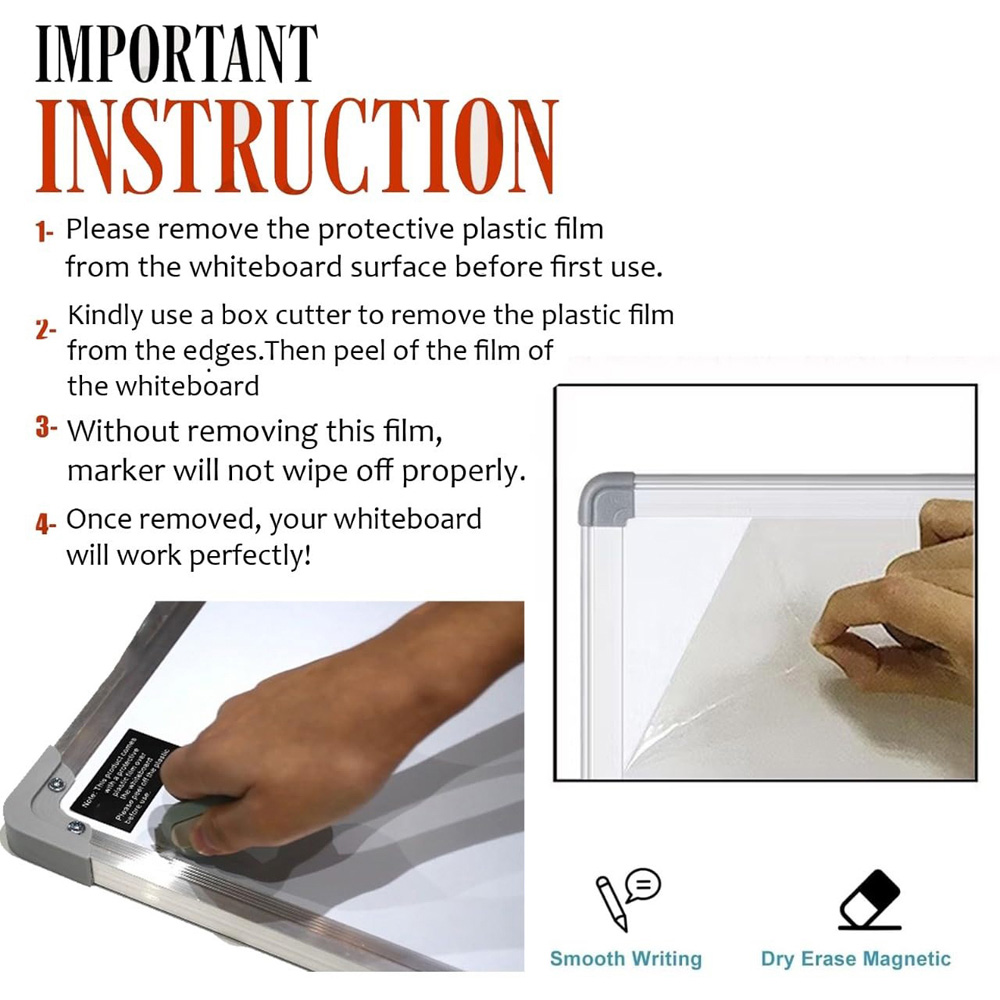 ATEK Magnetic Dry Wipe Wall Mounted Whiteboard with 3 Marker and 6 Magnet 600 x 400mm Image 6