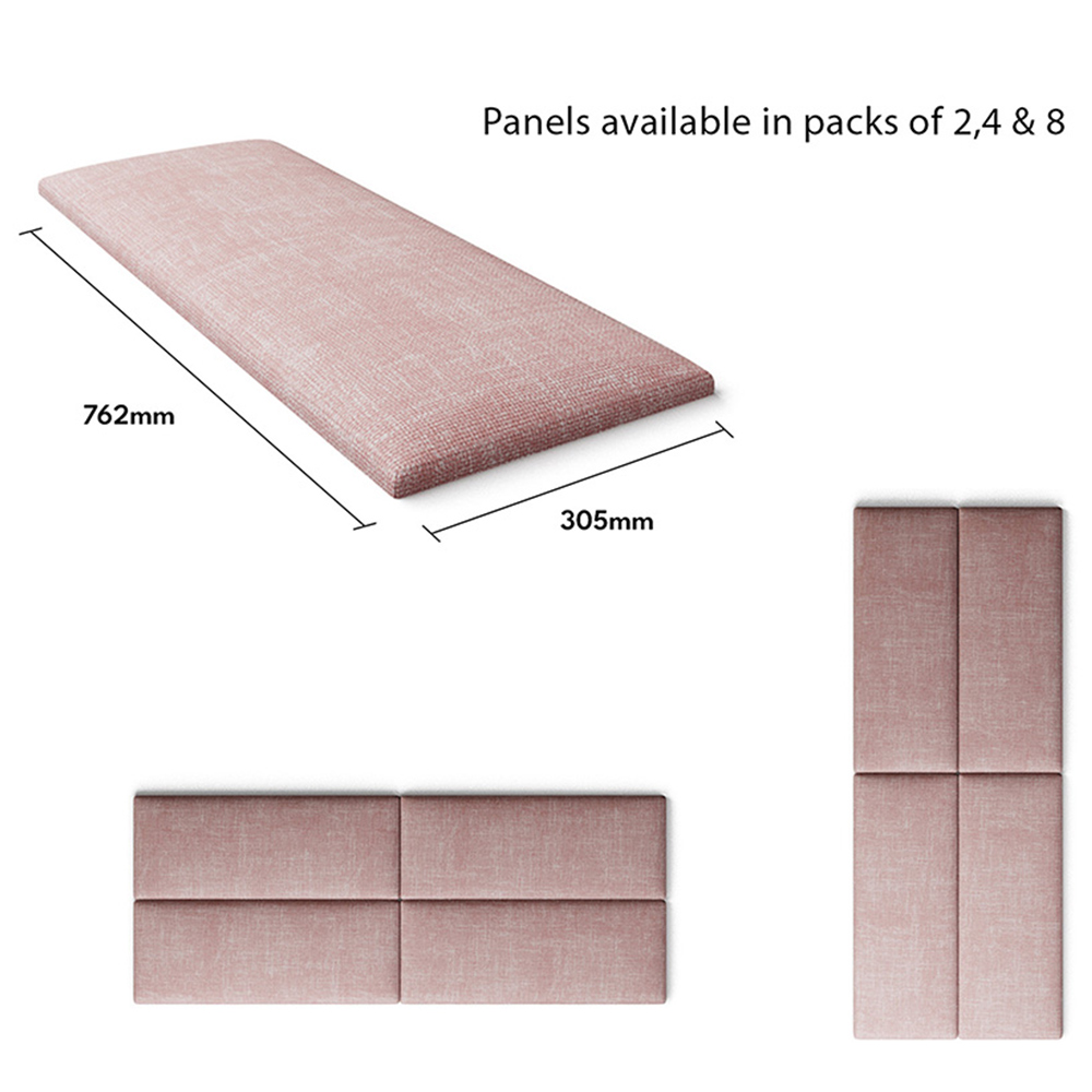 Aspire EasyMount Tea Rose Pure Pastel Cotton Upholstered Wall Mounted Headboard Panels 8 Pack Image 5