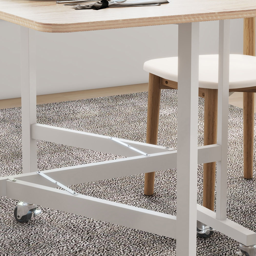 HOMCOM 6 Seater Oak Drop Leaf Dining Table Image 3