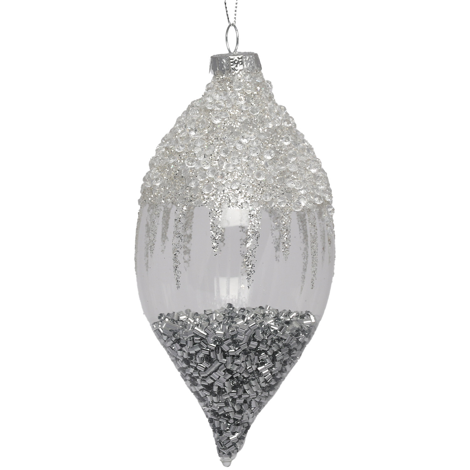 Midnight Fantasy Clear Silver Bead Filled Bauble Image