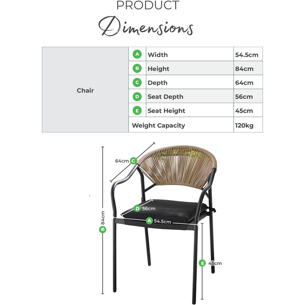 Furniturebox Sora Set of 2 Cream Rattan Outdoor Dining Chair Set with Cushion Image 7