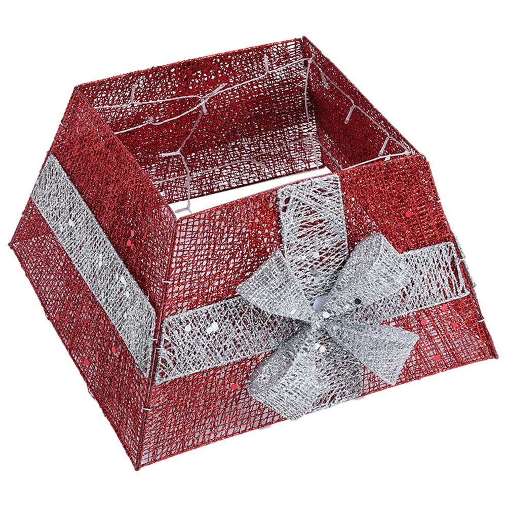 Living and Home Red and White Square Christmas Tree Collar Basket Image 1