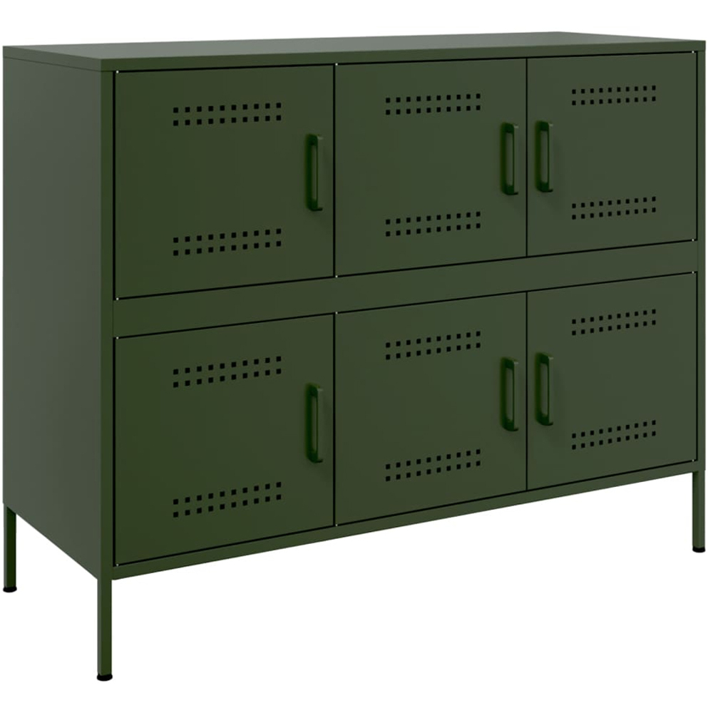vidaXL 6 Door Olive Green Sideboard Image 2