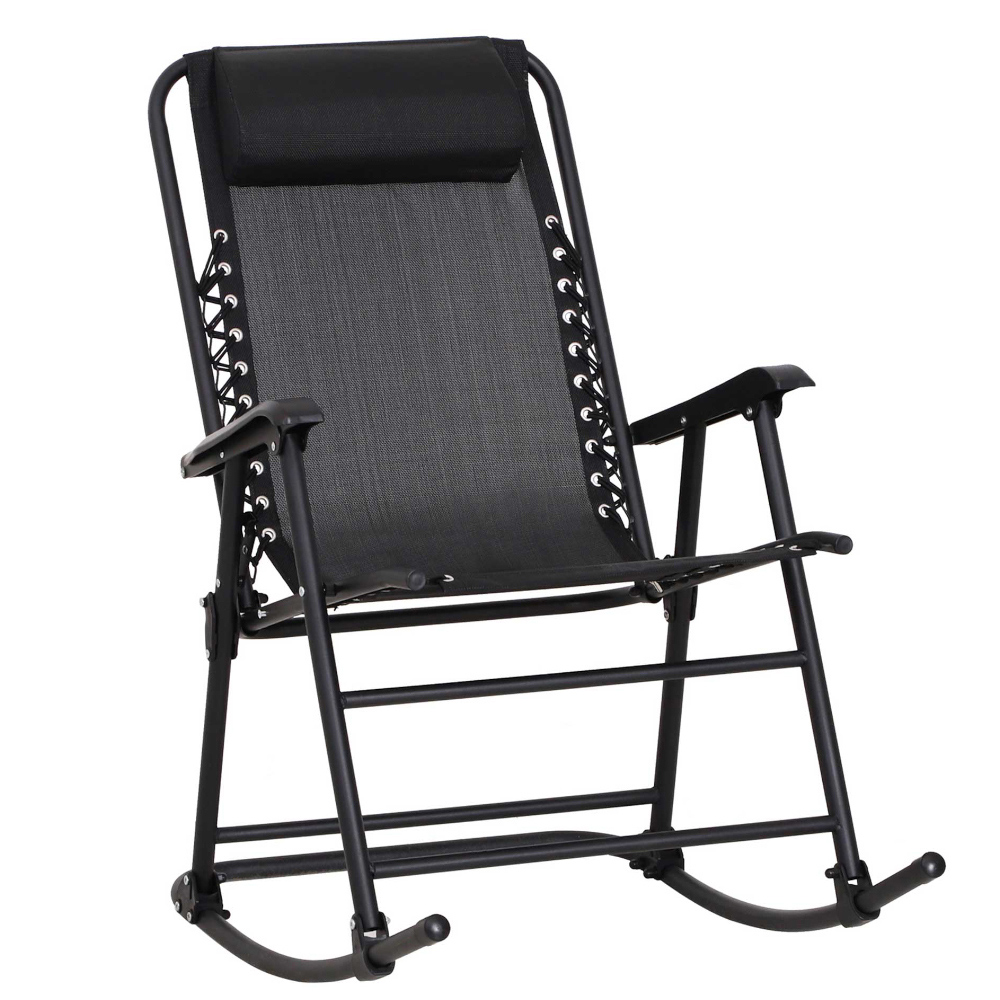 Outsunny Black Zero Gravity Folding Rocking Chair Image 2