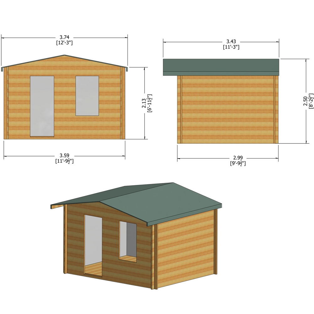 Shire Bucknells 12 x 10ft Pressure Treated Log Cabin Image 7