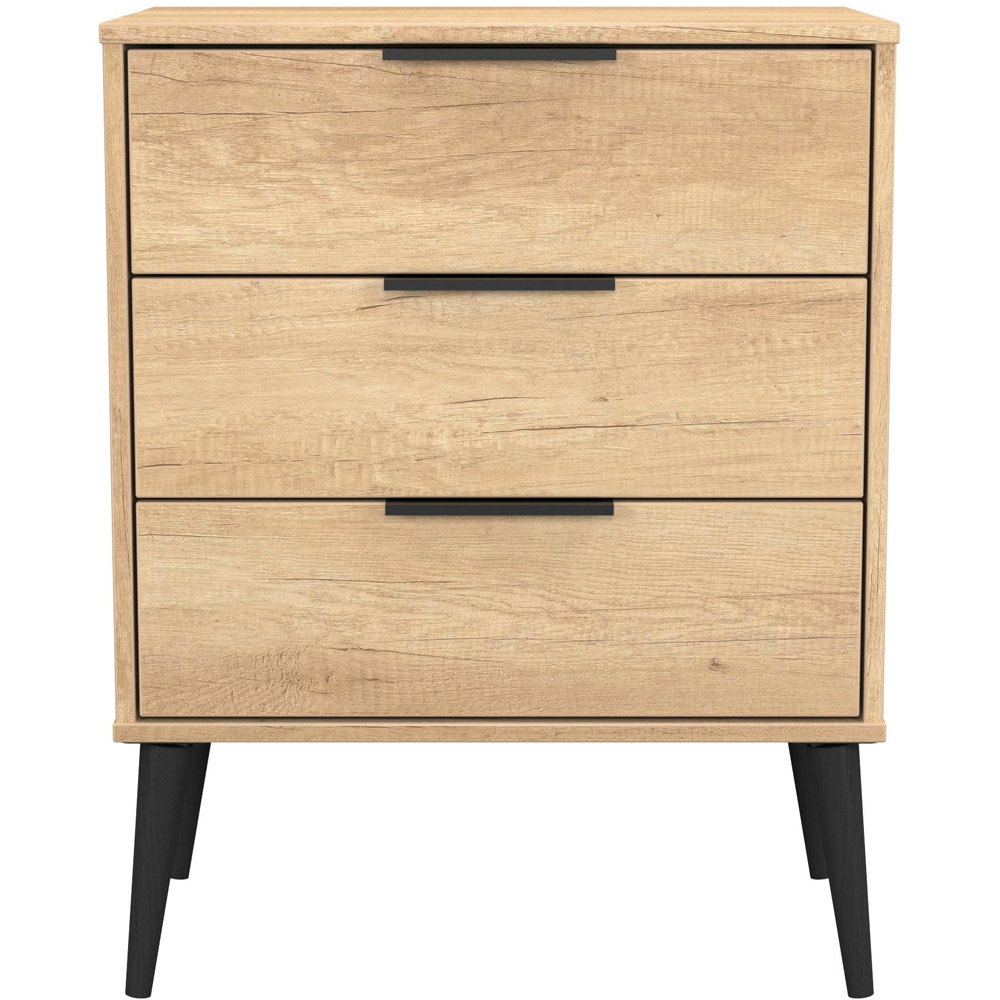 Crowndale Hong Kong 3 Drawer Nebraska Oak Midi Chest of Drawers Ready Assembled Image 3