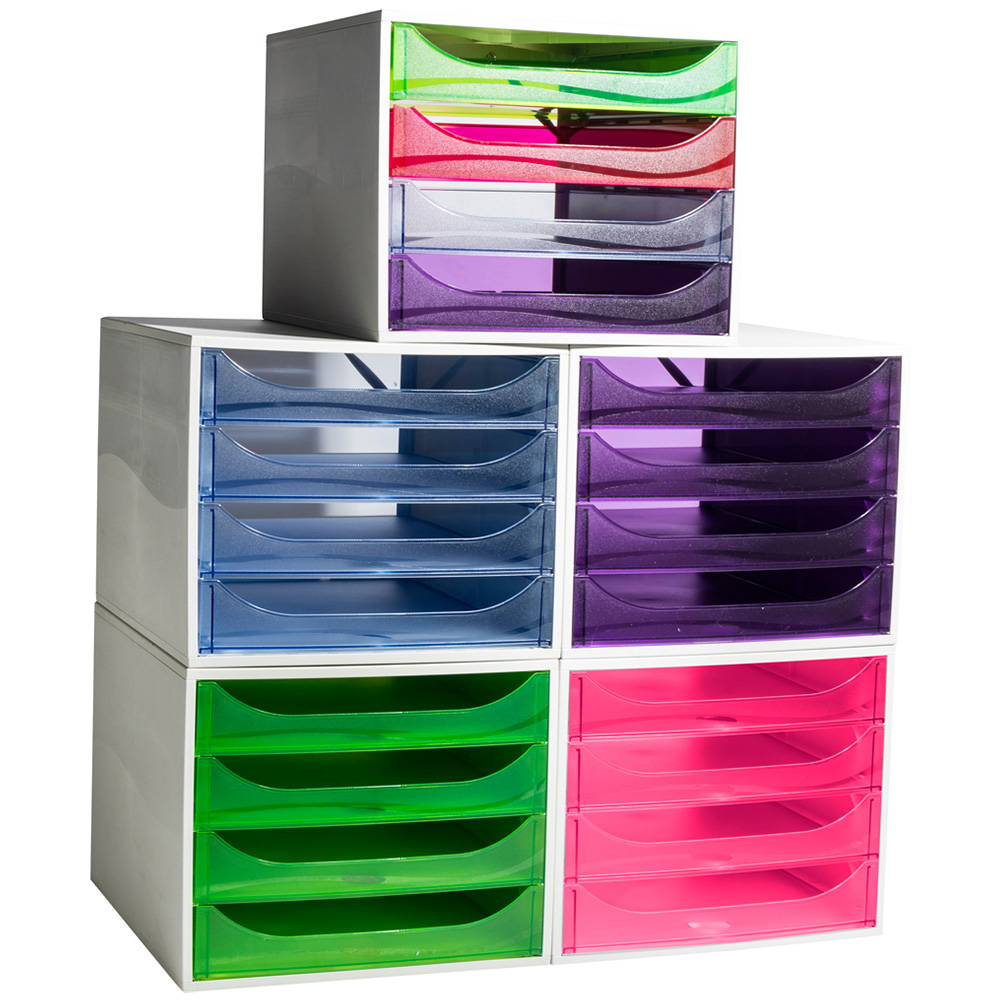 Exacompta EcoBox Linicolor 4 Drawer Harlequin Desk Organiser Image 6