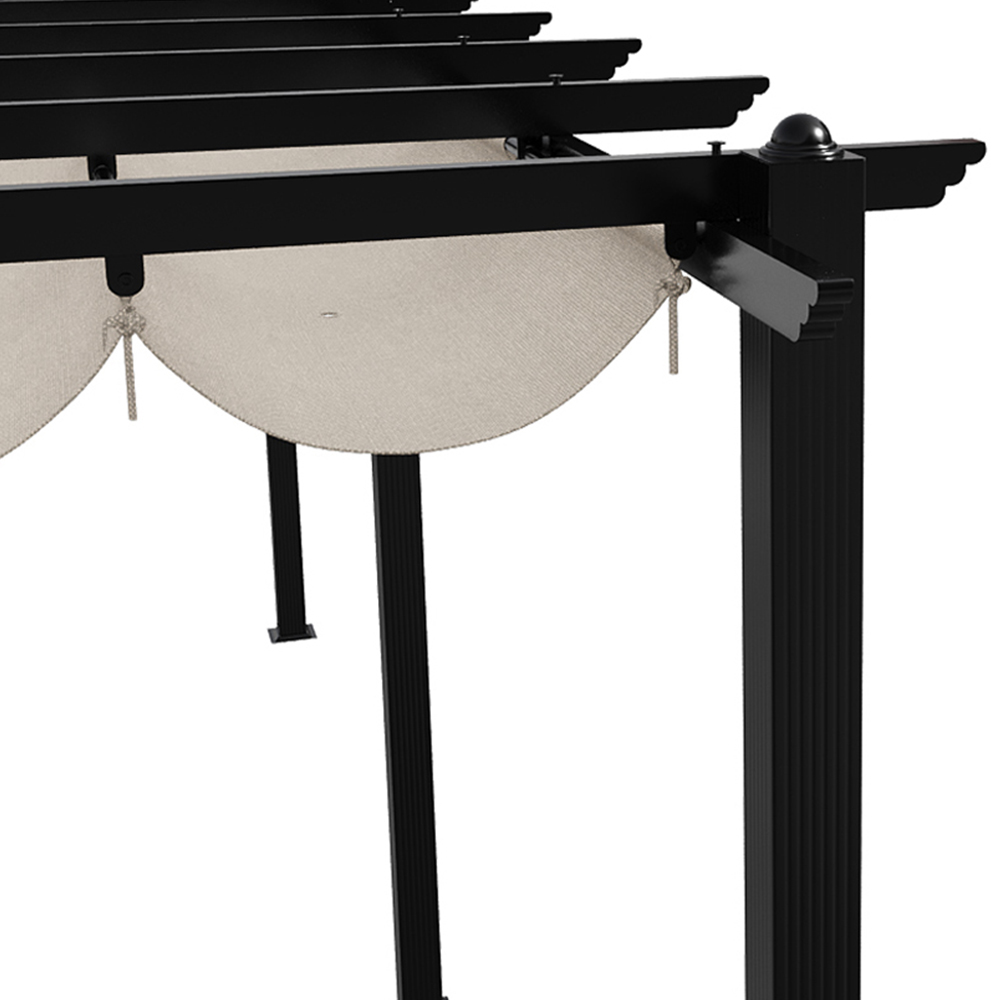 Living and Home 6 x 3m Beige White Aluminium Pergola with Retractable Roof Image 6