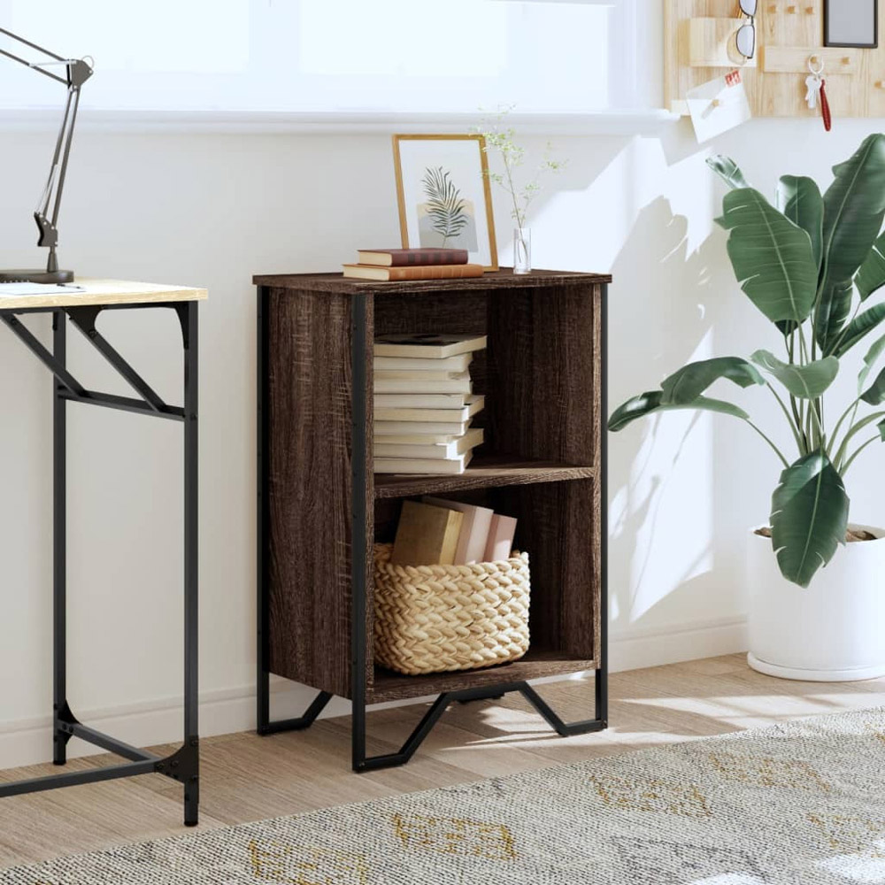 vidaXL 2 Shelf Brown Oak Bookcase Image 8