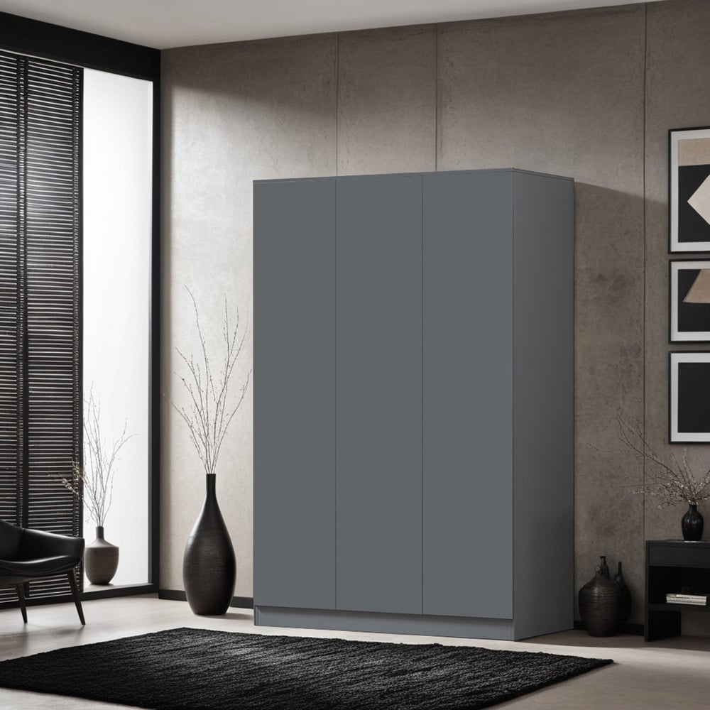 FWStyle Stora 3 Door Matt Grey Wardrobe Image 3