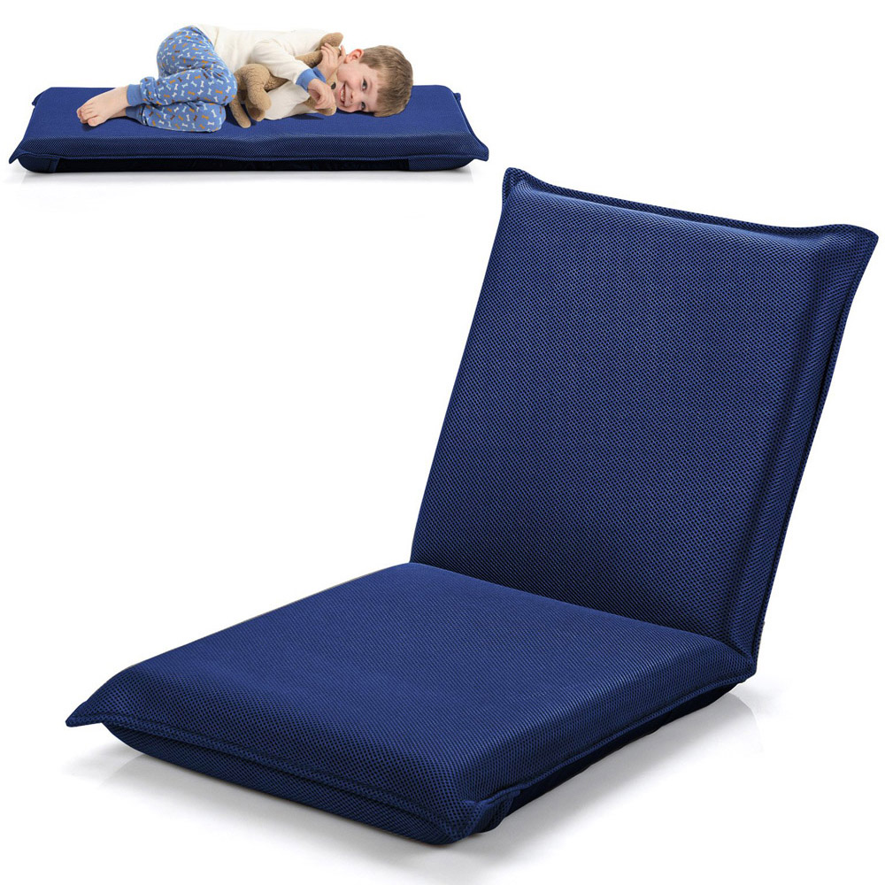 Costway Navy Foldable Floor Chair with Reclining Function Image 2