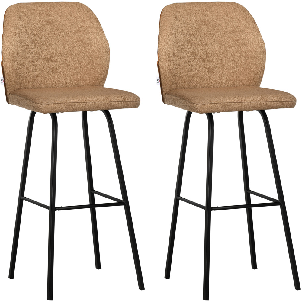 Portland Brown Linen Touch Upholstered Bar Stool Set of 2 Image 2
