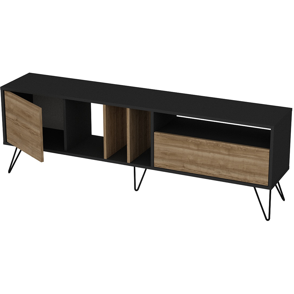 Decorotika Mistico Black and Walnut Wide TV Unit Image 3