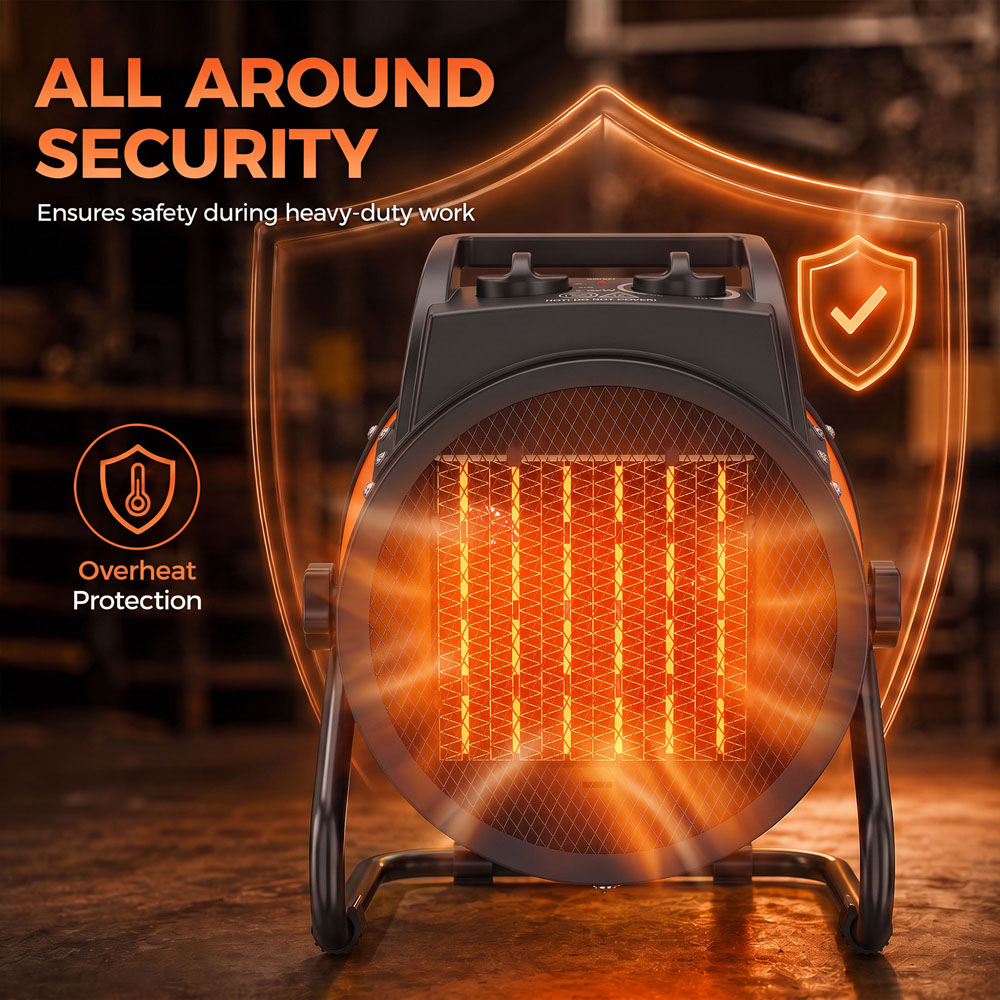 Outsunny Orange Tiltable Industrial Fan Heater with Adjustable Thermostat 9554BTU 2800W Image 3