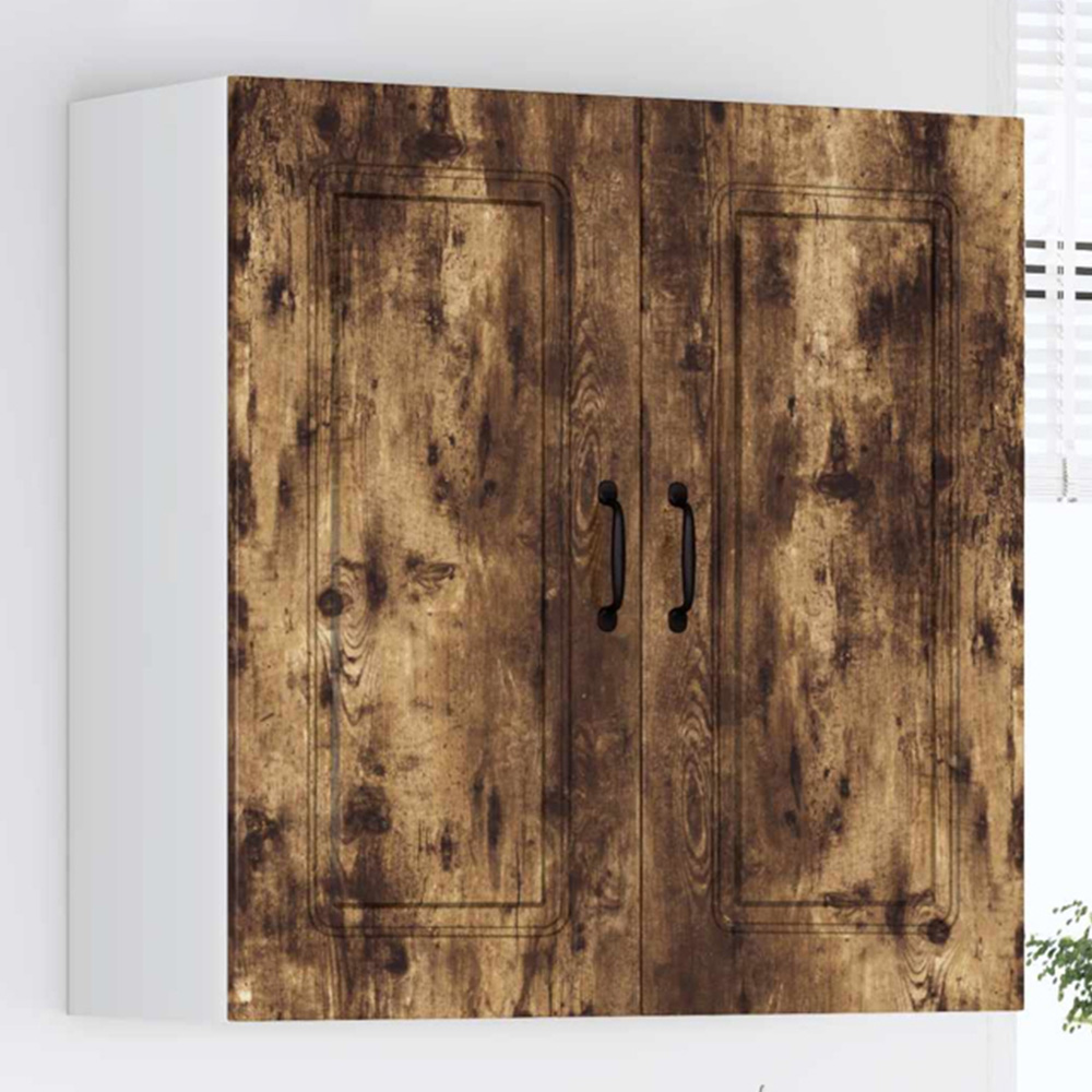 vidaXL 2 Door Smoked Oak Kitchen Wall Cabinet Image 1