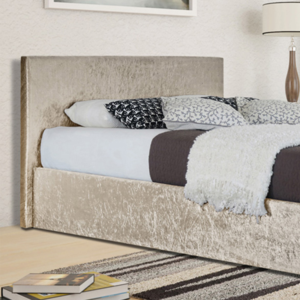 Brooklyn King Size Cream Crushed Velvet Ottoman Storage Bed Image 2
