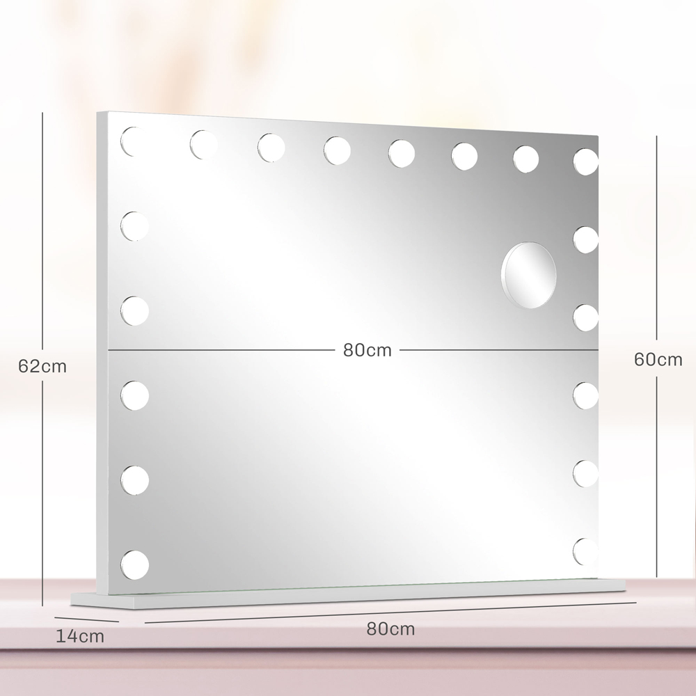 HOMCOM White LED Hollywood Vanity Mirror with 10X Magnification and USB Port 80 x 62cm Image 9