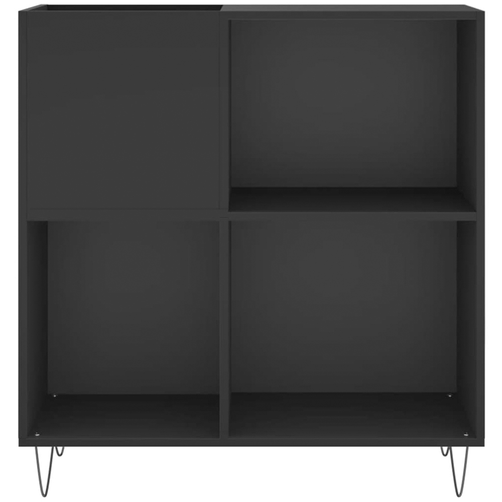vidaXL 3 Shelf Black Square Record Cabinet Image 4