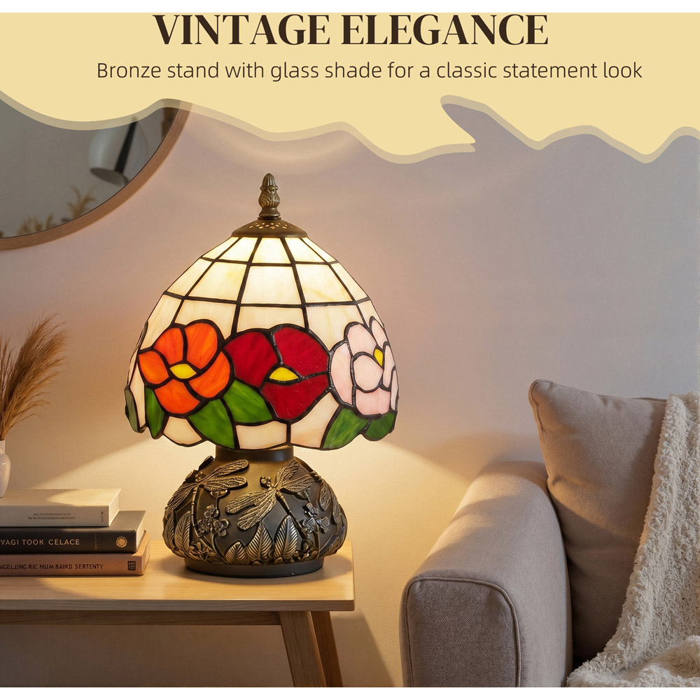HOMCOM Stained Glass Bedside Lamp Image 6