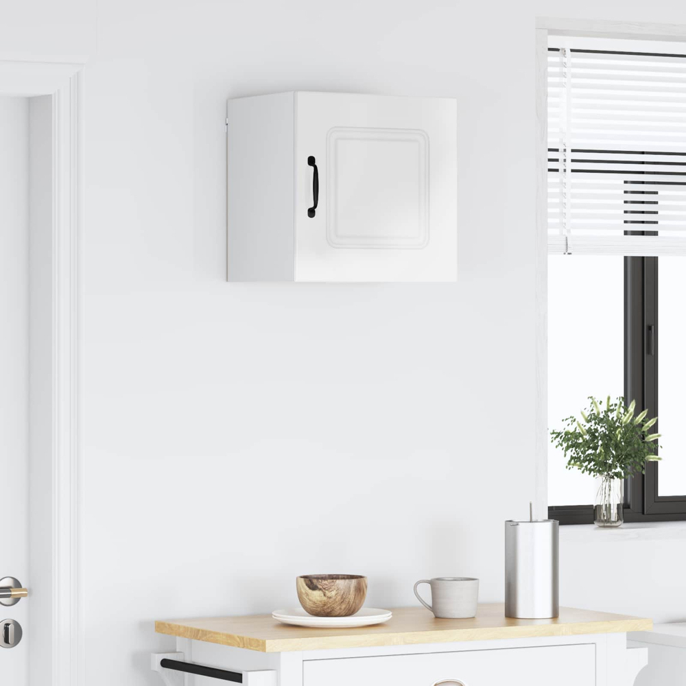 vidaXL Kalmar Single Door High Gloss White Wall Mounted Square Kitchen Cabinet Image 9