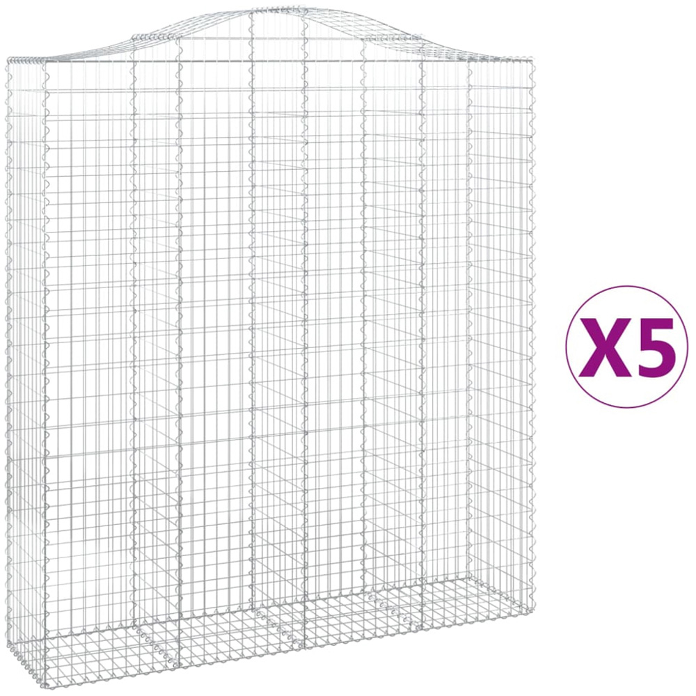 vidaXL Silver Galvanised Iron Gabion Basket 200 x 50 x 220/240cm 5 Pack Image 4
