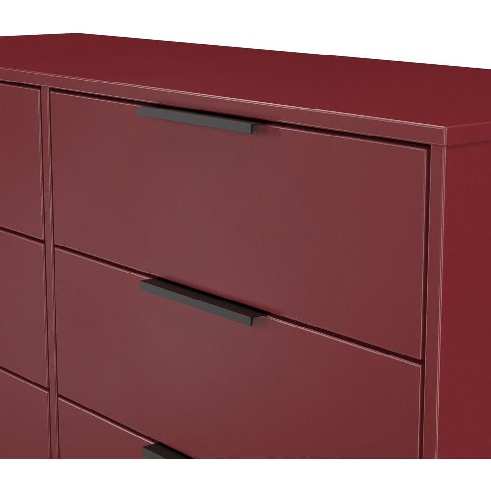 Crowndale Hong Kong 6 Drawer Red Matt Wide Chest of Drawers Ready Assembled Image 5