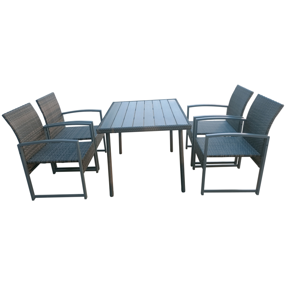 Furniture One 4 Seater Rattan Rectangular Garden Dining Set Image 2