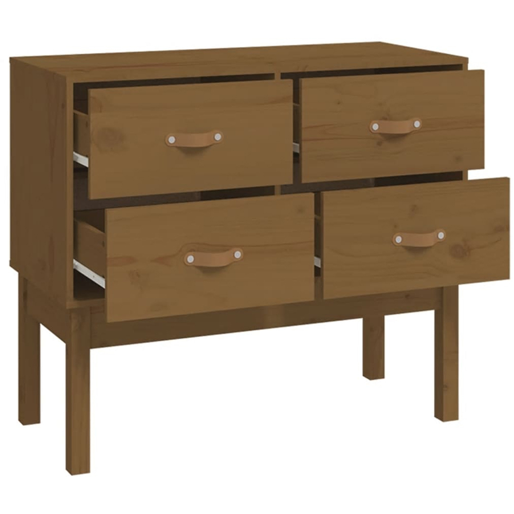 vidaXL 4 Drawer Honey Brown Solid Pine Wood Console Cabinet Image 4