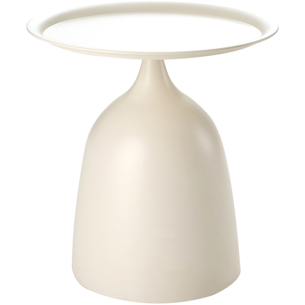 Living and Home Cream White Round Fluid Curved Base Side Table Image 2