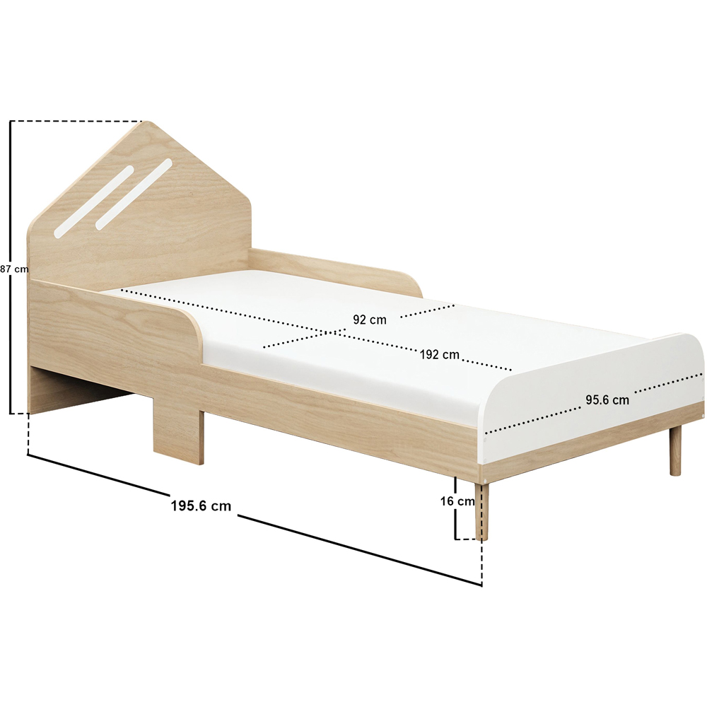 Flair Noah Single Oak and White Bed with House-Shaped Headboard Image 7