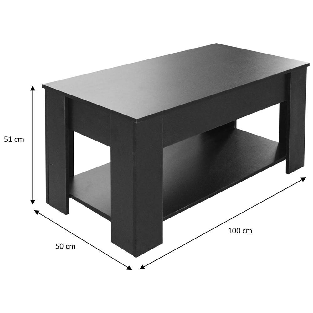 Comfy Living Single Shelf Black High Gloss Lift Top Coffee Table Image 3