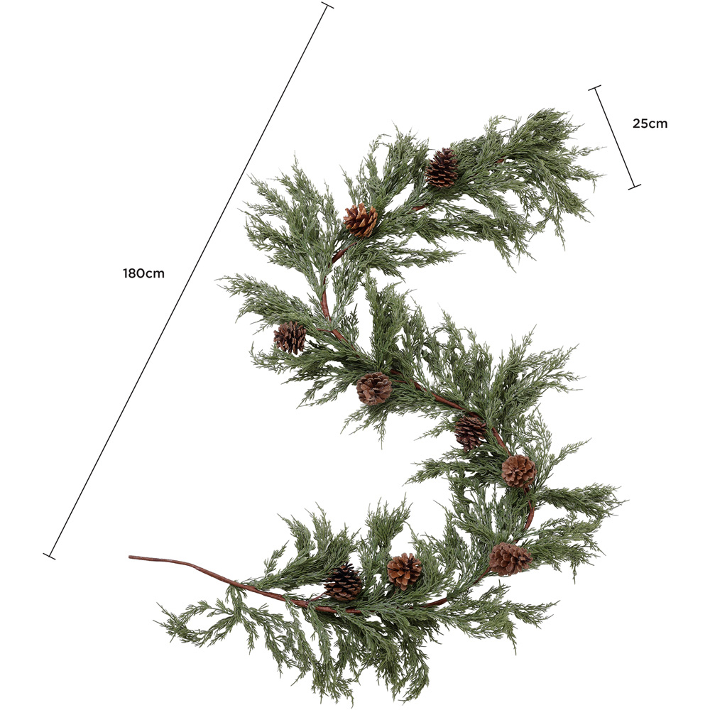 Charles Bentley Green Christmas Garland with Pinecones 180cm Image 8